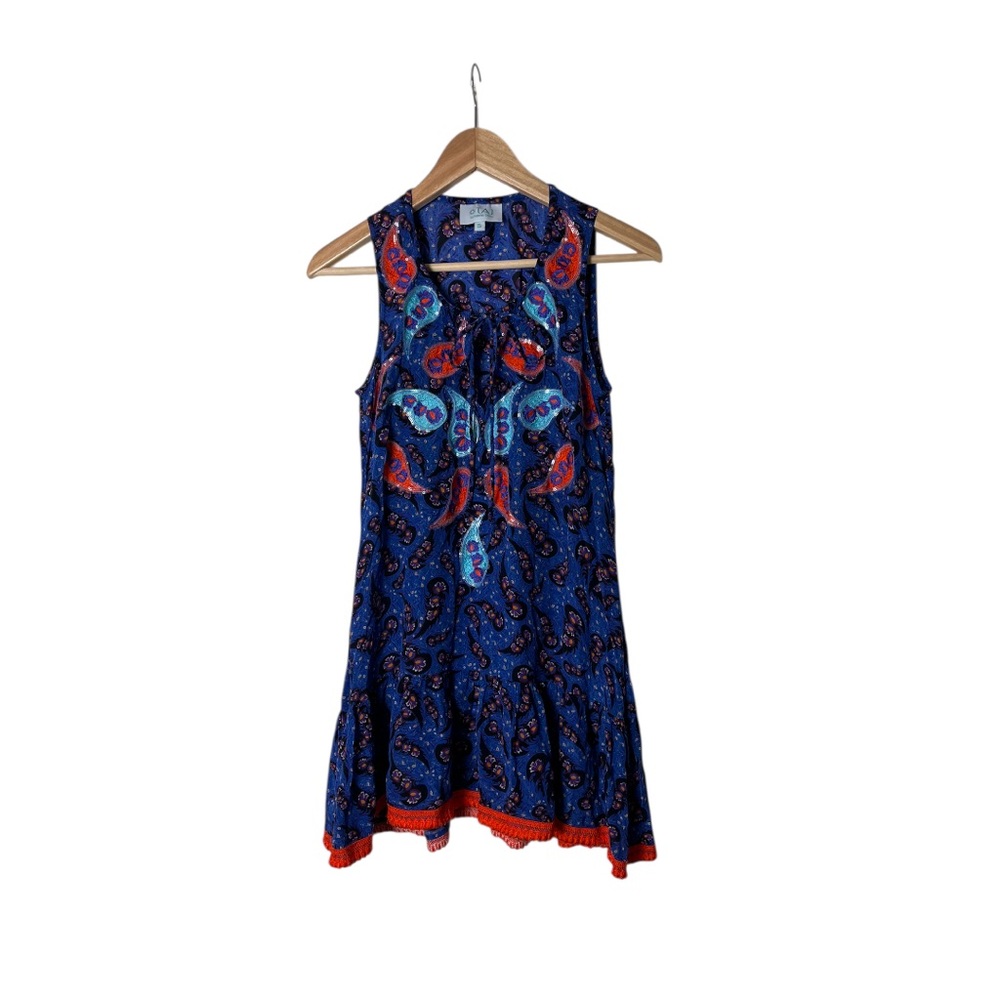 TAJ By Sabrina Crippa V Neck Pleated Floral Mini Dress Pink Size Large